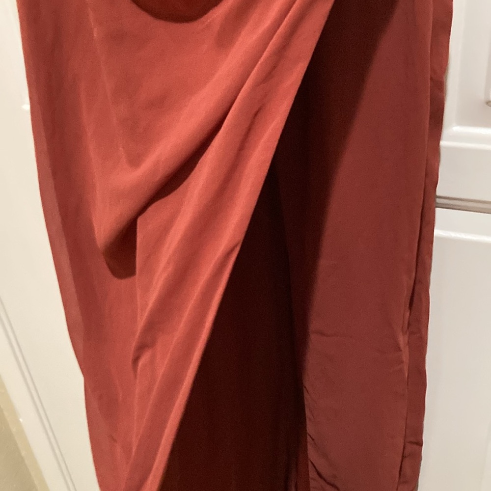 Lulus square neck terracotta ruched maxi dress- tag is cut inside - Picture 6 of 6